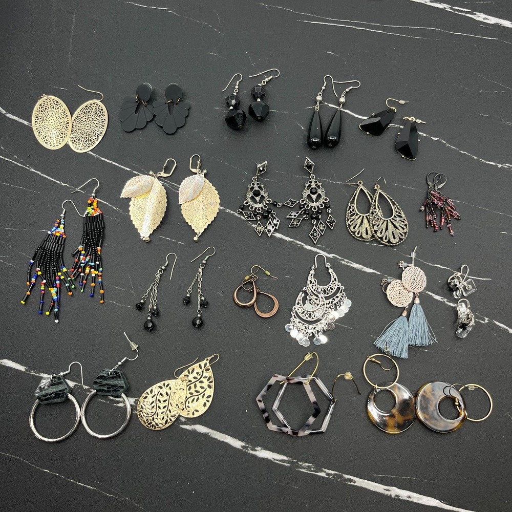 Bulk Wearable Jewelry Lot 19 Pcs Mixed Costume Earring Collection for Resale DIY